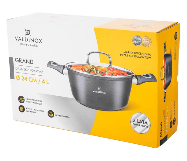 Altom Valdinox Grand garnek 24cm 4,0l. z pokrywą szklaną - 1580501 - zdjęcie 10